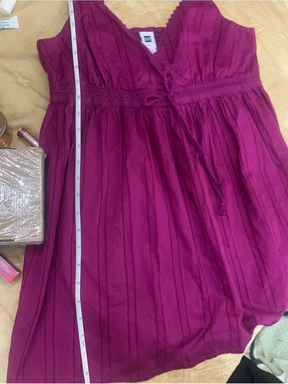GAP Magenta Lace-Trim Spaghetti Strap Babydoll Chemise size Medium.